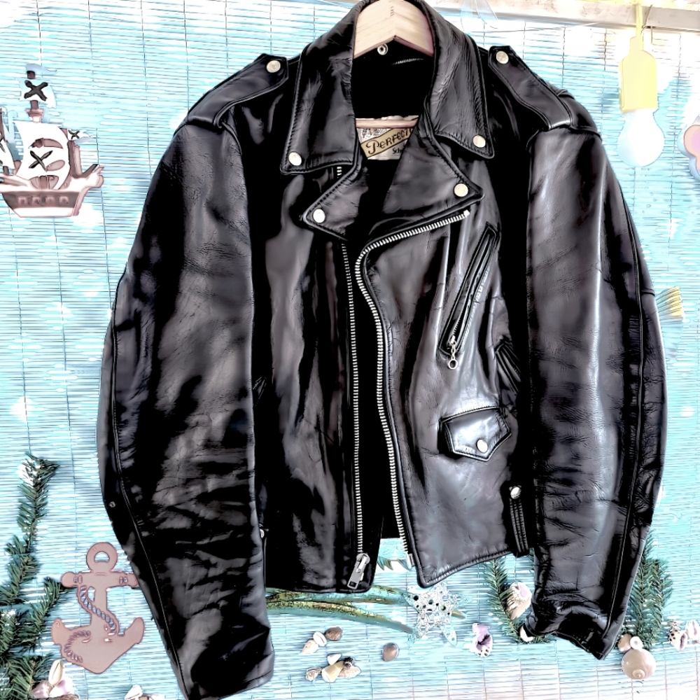 Vintage, 80s 'Perfecto by Schott NYC' Black Motorcycle Jacket